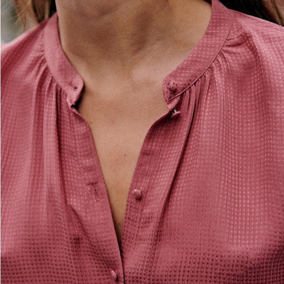 Sezane 100% Silk Lea Shirt Blush Pink Size 40 French US 8 Blouse Button Down Top - Picture 3 of 16